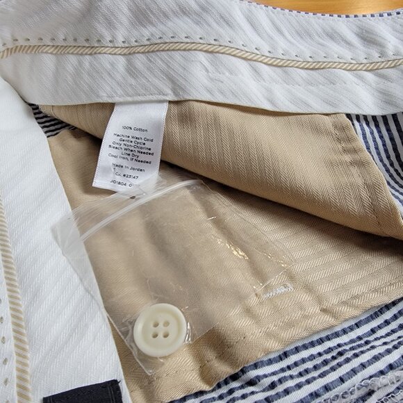NWOT Talbots Blue White Striped Chelsea Seersucker Capri Pants - 4 - Picture 6 of 9